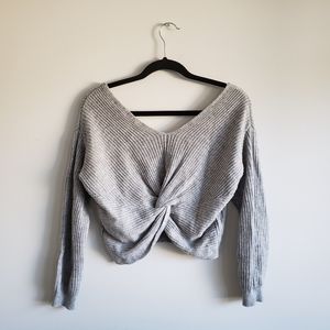 Dynamite: Cropped Grey Knit Sweater (Size S)